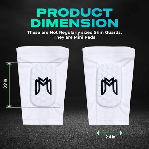 MediCaptain Mini Shin Guards Soccer – Built in Shin Pad Sleeves for Mens, Women, Teens - Small Shin Guards - Lightweight, Breathable Shin Defender Leg Protection - color: White, size: Mini (3.9 x 2.4 in)