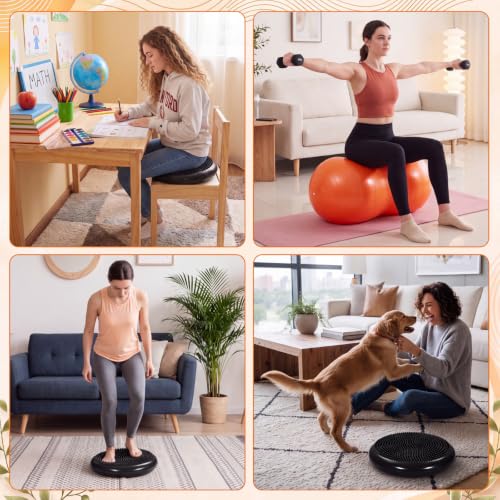 2 Pcs Peanut Ball and Wobble Cushion with Pump Set | Sensory Balance Disc Wiggle Seat for Adults, Flexible Seating for Exercise Physical, Child Training, Yoga - color: Black