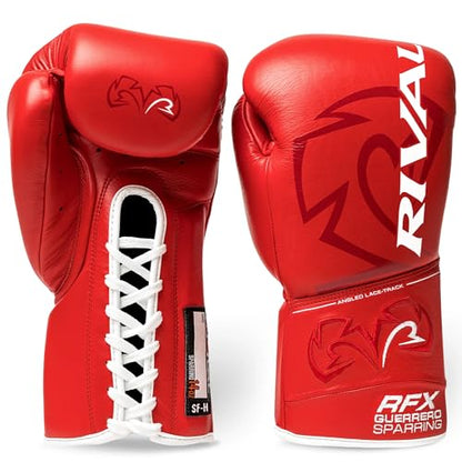 RIVAL Boxing RFX-Guerrero SF-H Lace-Up Sparring Gloves, Quilted Horsehair Padding, Laminated with a Low-Density Foam - color: Red, size: 12 oz.