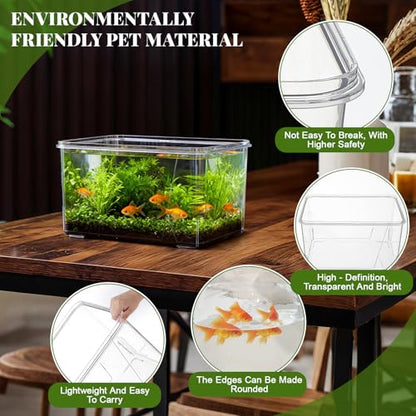 1.5 Gallon Plastic Fish Tank Large Bowl Shatterproof with Crystal Clear Clarity for Terrarium, Flower Vase Centerpiece Gift for Fish Lovers (Square) - size: 1.5 Gallon, style: Square