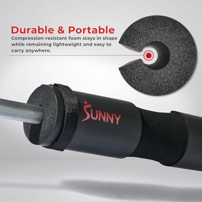 Sunny Health & Fitness 60-Inch Chrome Barbell Bar or High-Density Foam Barbell Pad – Strength Training Gear for Squats, Deadlifts, Hip Thrusts, Bench Press, Lunges & Full-Body Home Gym Workouts - style: Barbell Pad