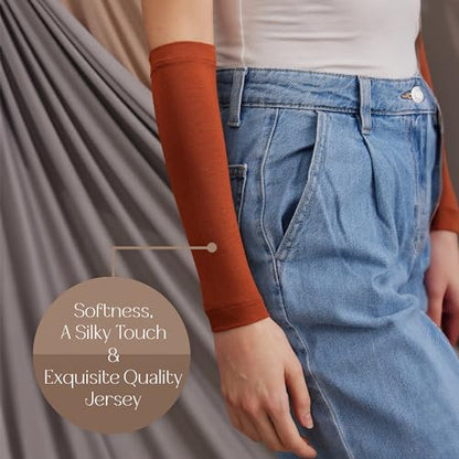 Modest Arm Cover | Jersey Arm Cover | Modest Sleeve Covering for Muslim Women - color: Burnt Orange
