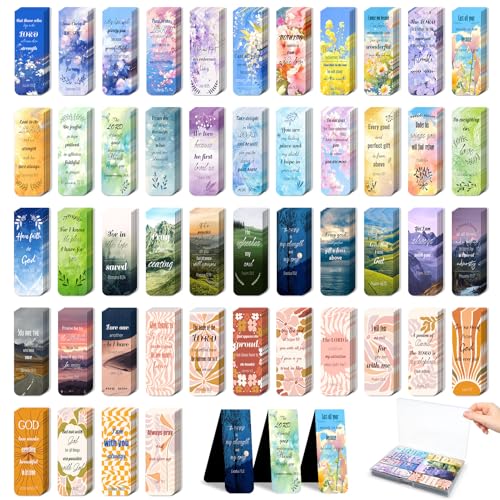 48 Piece Bible Verse Magnetic Bookmarks - Christian Scripture Inspirational Book Marks with Boxes - Religious Motivational Book Marker Prayer Page Clips for Women & Men Reading Gifts (Unique Style) - style: Unique Style