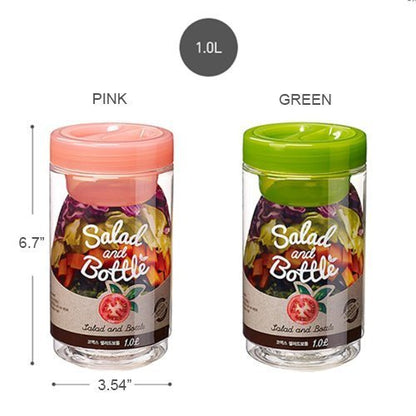 Komax Salad Bottle Set of 2, with Leak Proof Salad Sauce Dressing Case (Pink, Green) : Home & Kitchen