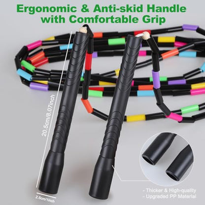 16.5FT Double Dutch Jump Ropes for Adults Kids 2-PACK | Rainbw Long Jump Rope, 1” Beaded Jump Rope for Fitness, Segmented Skipping Ropes for Exercise Training, Tangle-Free - color: Black-2Pcs