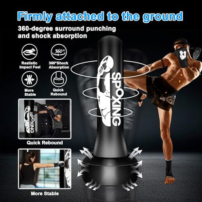 Freestanding Punching Bags for Adults Teens - 70" Heavy Bag with Stand Men Standing Boxing Inflatable Kickboxing Training MMA Muay Thai Fitness - style: BZH Fight Men Pattern