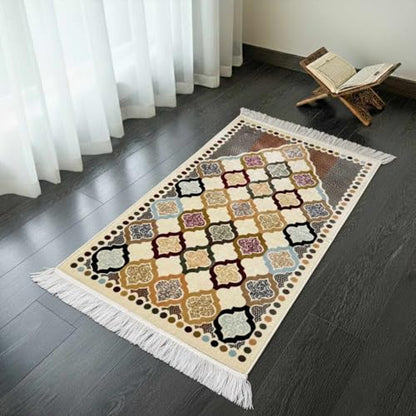 WALL ART ISTANBUL Velvet Muslim Prayer Rug – Elegant Floral Islamic Sajadah for Men & Women, Soft, Foldable Janamaz with Non-Slip Base, Perfect Ramadan & Eid Gift (Reyhan)