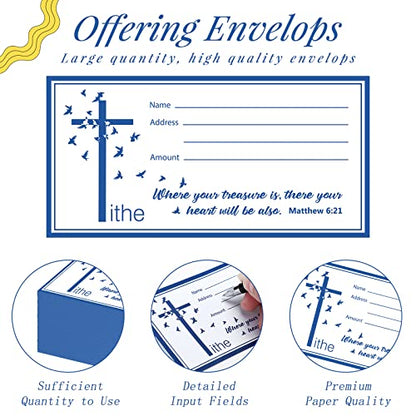 Woanger 500 Count Tithes and Offering Envelopes for Church Donation Envelope Bill Size Checks and Cash for Tithes and Offering(Pigeon) - style: Pigeon