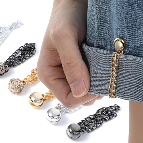 6 Pcs Magnetic Button Shirt Clip Magnetic Clothing Clip with Chain - style: Sphere + Rose