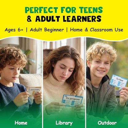 Edulok 아동용 스페인어 플래시 카드, 280개의 스페인어 동사 활용 책 플래시 카드, 성인 초보자를 위한 스페인어 배우기, 이중 언어 플래시 카드, 스페인어 어휘 게임 스페인어 학습 워크북