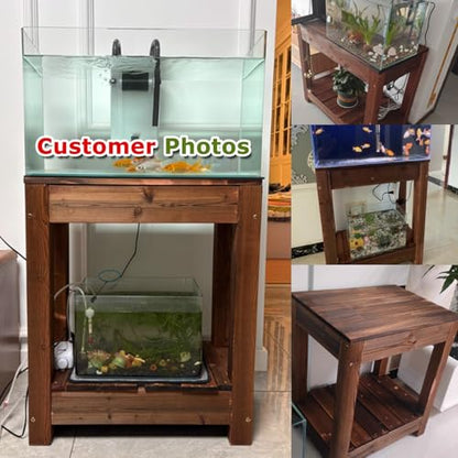 Carbonized Wood Aquarium Stand Solid Wood Heavy-Duty Aquarium Eco-Stand for Home Office Fish Tank Shelving Features Two-Tier Storage Space Height: 71cm / 28in(50x30cm/19.7x11.8in) - size: 50x30cm/19.7x11.8in