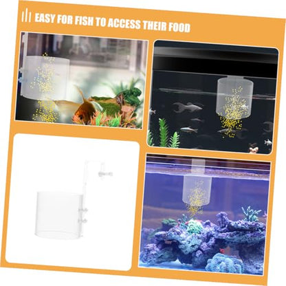Tofficu Fish Feeding Circle Acrylic Anti-Scatter Fish Food Feeding Ring Betta and Shrimp Aquarium Feeder with 80 Hook Design