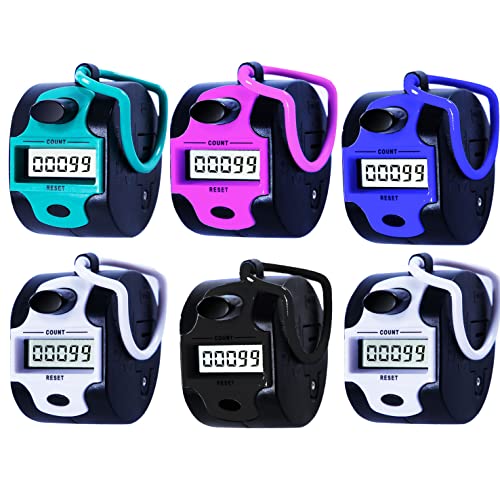 TESEAS Handy Counter Click Manual Digital clicker Stitch Tally Counters Finger Mechanical Palm Handheld Pitch 5-Digit Electronic Display Click Counter Number Count for Row, People, Golf Lap - style: 6pack