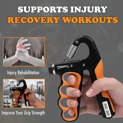 Adjustable Grip Strength Trainer Hand Gripper for Grip Strength, Forearm & Wrist Strengthener, Hand Exerciser for Strength Training & Therapy 11-220Lbs(5-100KG) | Orange