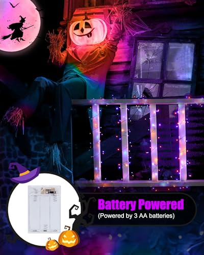 Minetom Fairy Lights Battery Operated, Twinkle String Lights 5ft 60LED - color: Orange & Purple