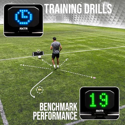 RXTR QuickPlay Pro Coach Soccer Rebounder Board & Smart Reaction Light | Tracks score live, Pre-programmed drills & tests, No app needed, Multi-unit pairing, Builds speed & reflexes, Rechargeable