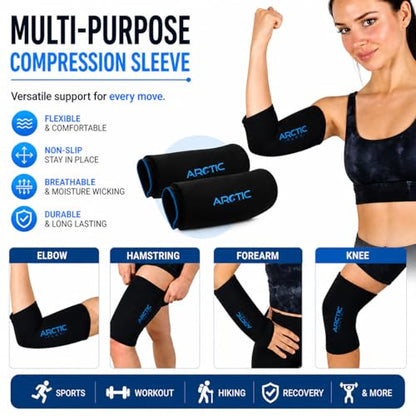 2 Pack - Premium Cold Therapy Compression Ice Sleeve, Knee Ice Pack Wrap for Injuries, Elbow, Quad & Hamstring Relief, Flexible & Reusable Cold Wrap Recovery for Meniscus, ACL, MCL, Ice & Heat Therapy - size: Small (2 Pack)