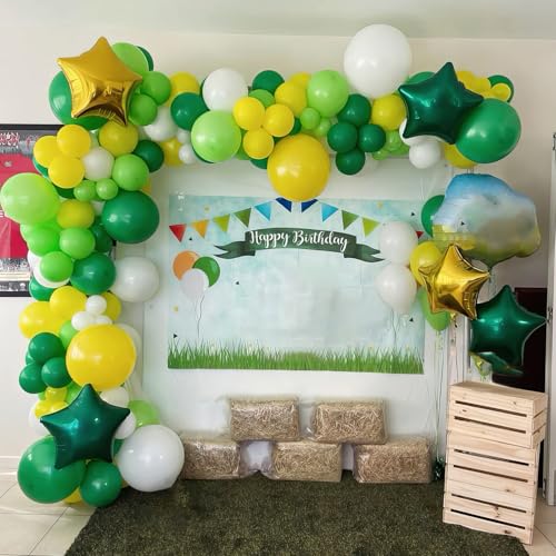 Green and Yellow Balloons Tractor Balloons Sport Theme Balloon - color: Black Yellow Green