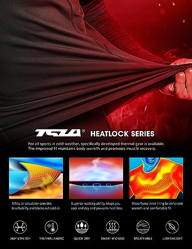 TSLA Men's Thermal Long Sleeve Compression Shirts, Athletic Base Layer Top, Winter Gear Running T-Shirt - color: Heatlock Round Neck Black, size: 3X-Large