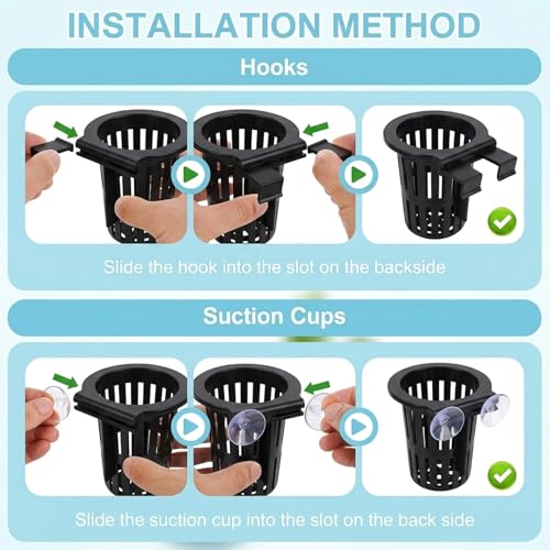 2Pcs Aquarium Plant Holder, Fish Tank Plant Holder for Hydroponic Growing, Plant Holder for Aquarium with Wall Mount Design, for Fish Tank Aquaponic Plant Cultivation and Aquascape Accessories