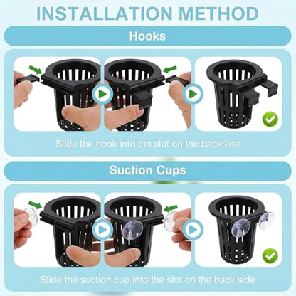 2Pcs Aquarium Plant Holder, Fish Tank Plant Holder for Hydroponic Growing, Plant Holder for Aquarium with Wall Mount Design, for Fish Tank Aquaponic Plant Cultivation and Aquascape Accessories