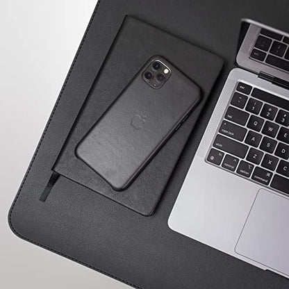 Vine Creations Leather Desk Protector, Non Slip 32" x 17" Office Desk Mat (Black) - color: Black, size: 32" x 17"