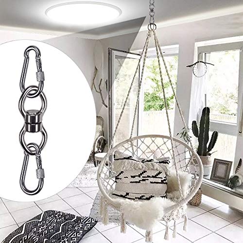 SELEWARE Silent Bearing Swing Swivel with 2 Carabiners, 360° Rotational Device Hanging Accessory for Tree Swing, Hammock Chair, Yoga,1200LB Capacity | Quiet Smooth Rotation, Supports Up to 1200LB, Quick Connect Buckles, 1 Pack for Swings, Hammocks, Tire S