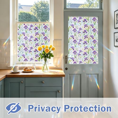 Rainbow Stained Glass Window Privacy Film,Anti-UV Heat Blocking Save Energy - color: Rainbow Iris, size: 23.5*78.5