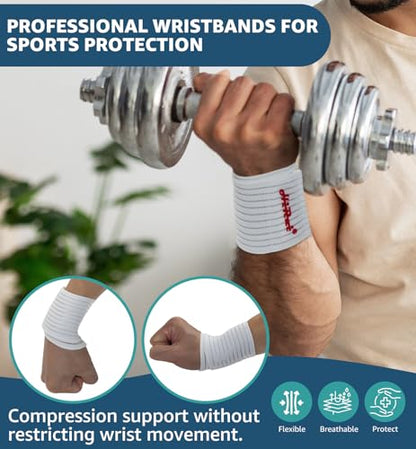 HiRui 2-Pack High-Elastic Wrist Support Straps Wrist Compression Bandage - Wrist Wraps Wristbands for Carpal Tunnel Arthritis Tendonitis Weightlifting Tennis Basketball - Breathable Soft (White) - color: White