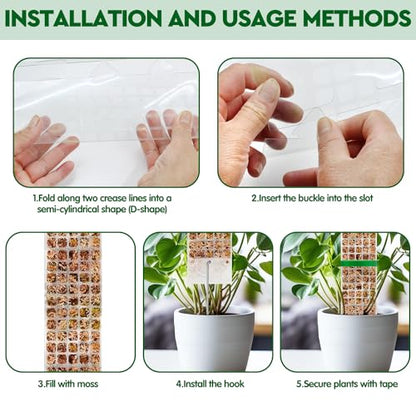 YSKS 4 Pcs 24-inch Plastic Moss Poles for Plants ，Moss Poles for Climbing Plants, Indoor Plant Support Work with Sphagnum muss
