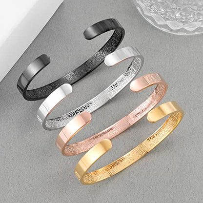 AYATUL KURSI CUFF | WOMEN Serenity Prayer Personalised Bracelet Allah Islam Muslim Stainless Steel Bangle Ayatul Kursi Arabic Cuff Bracelet for Women Men Islam Eid Ramadan Gifts - color: Rose gold