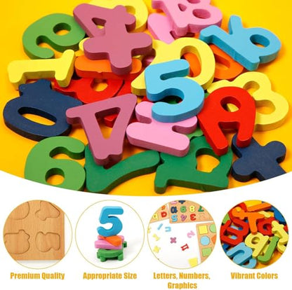 4-in-1 Wooden Alphabet Puzzle for Kids Ages 3+ – Upper & Lowercase Letters, Numbers & Shapes – Montessori Educational Learning Toy for Toddlers & Preschool – Fine Motor & Early STEM Skills