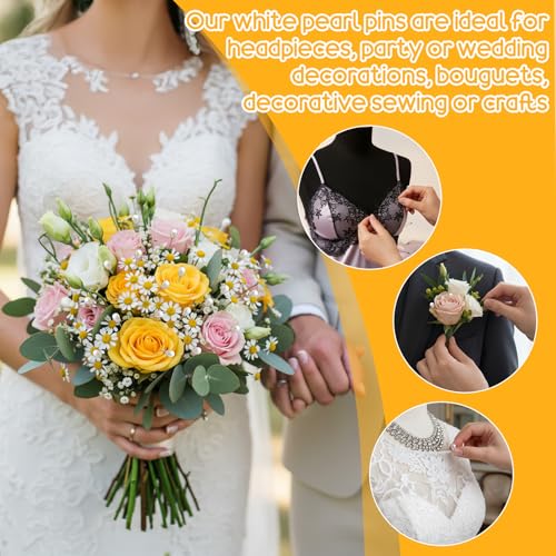 100PCS Corsage Pins, 3 Inch Long Teardrop Pearl Head Pins, Boutonniere Pin Straight Head for Sewing DIY Craft Decoration, Wedding, Jewelry Flower Decoration Pinning Quilt