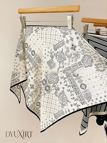 Triangle Shawls Scarf Head Hair Neck For Women Scarves Fashion Silk Feeling Lady Lightweight 51 * 23.6inch - color: K15-white Background With Black Pattern（51*23.6inch）