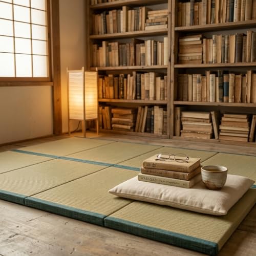 MustMat Japanese Floor Mattress Foldable Tatami Mats Folding Tatami Futon Mattress Rush Grass Floor Bed 35.4"x78.7"x1.2"(2 piece Set) - size: 2 piece set