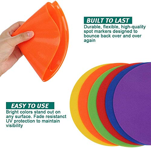 60 Pcs Poly Vinyl Spot Markers Rubber Floor Dots Non Slip Agility Markers Flat Field Cones for PE Gym Classes, Classroom Activities and Games, Soccer Basketball Sports Speed Agility Training - size: 9inch