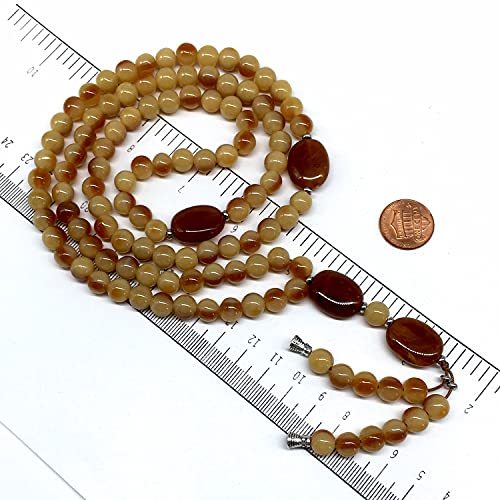 -8MM -99 Beads Necklace DHIKR TASBIH Collection- Imitation Acrylic Muslim Beads-Tesbih-Tasbih-Tasbeeh-Misbaha-Masbaha-Subha-Sebha (Honey-Cream-2) - color: Honey-Cream-2