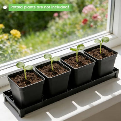 5 Pack Plant Saucer Growing Tray, Rectangular Windowsill Plant Pot Trays with Removable Drainage Hole, Seed Starter Tray Plastic Plant Drainage Saucers for 4 inch Flower Seedling Pots - size: 16"x4.5"x1.5"
