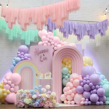 Pastel Balloons, Multicolor Macaron Balloons Colorful Latex Party Balloon, Baby Pink Blue Purple Yellow and Teal Rainbow Confetti Balloon for Kids Pastel Birthday Easter Party Baby Shower Wedding - color: Pastel