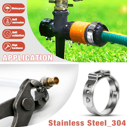 AKIHISA 300pcs 16 Sizes Single Ear Hose Clamps, 5.3-36.1mm Stainless Steel_304 Crimp Hose Clamps Cinch Rings Assortment Kit for Automotive, Pipe, Plumbing - size: 300Pcs (5.3-36.1mm)