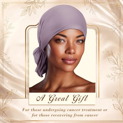 Syhood Slip on Pre Tied Head Scarves for Women - color: Purple Series