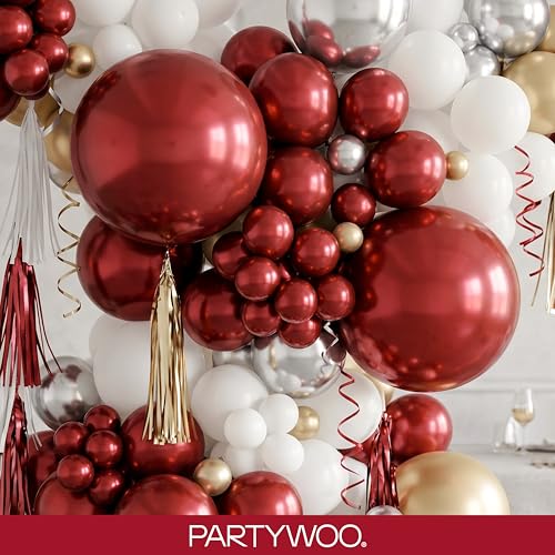 PartyWoo Burgundy Balloons 128pcs Dark Chestnut Red Maroon Color - color: Burgundy-y62