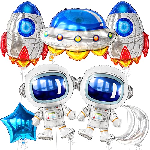 KatchOn, Big Silver Moon Balloon and Star Balloons - 22 Inch, Pack of 13 | Astronaut Space Balloons Set | Silver Star Balloons for Space Birthday Decorations | Space Birthday Decorations