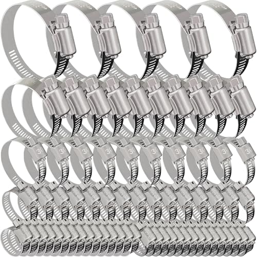 70 Pack Stainless Steel Hose Clamp Adjustable Assortment Kit, 8-64mm Worm Gear Drive Hose Clamps Metal Fuel Line Pipe Clamps for Plumbing, Tube, Mechanical, Automotive, Garden and Home Applications - size: 70 Pcs Kit - Hose Clamp (8-64 mm)