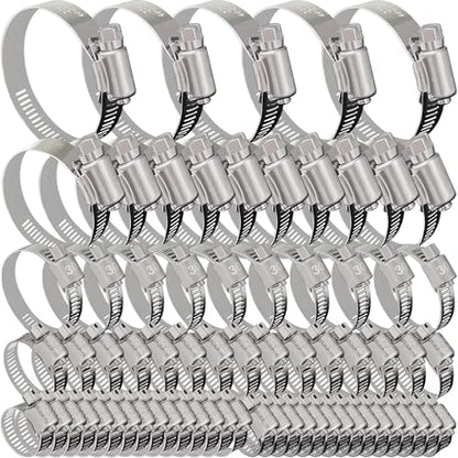 70 Pack Stainless Steel Hose Clamp Adjustable Assortment Kit, 8-64mm Worm Gear Drive Hose Clamps Metal Fuel Line Pipe Clamps for Plumbing, Tube, Mechanical, Automotive, Garden and Home Applications - size: 70 Pcs Kit - Hose Clamp (8-64 mm)