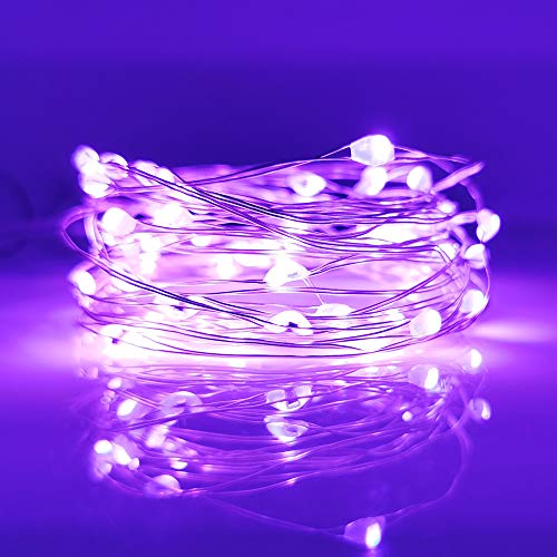 LIIDA [10-Pack] LED String Lights, 6.6FT LED Moon Lights 20 Led Micro Lights On Silver Copper Wire (Batteries Include) for DIY Wedding Centerpiece, Table Decoration, Party (Purple) - color: Purple