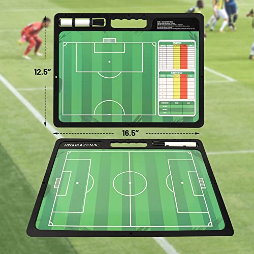 Dry Erase Soccer Clipboard for Coach, Premium Tactical Soccer Coaching Board, Portable Double Sides Full & Half Court Dry Erase Board with Marker - style: Soccer-C