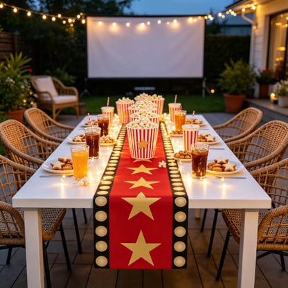 Movie Night Table Runner 13x72 Inch, Hollywood Stars Awards Dresser Scarf - color: Movie Night-2
