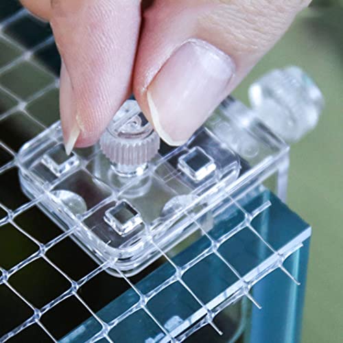 2 Pieces Fish Tank Screen Net Holder Clamp Anti-Jump Net Mounting Clip Multifunctional Transparent Acrylic Clamps, 3.8x2.8x3.3cm