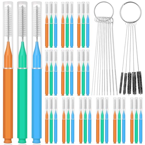 MAPVOLUT 51-in-1 Shower Head Cleaner Kit & Straw Cleaning Brushes Set - Unclog Nozzles, Holes, Stanley Cups, Sippy Bottles, Printers, Faucets - 35 Brushes, 10 Steel Picks, 5 Straw Brushes (3 Colors) - color: Orange+green+blue